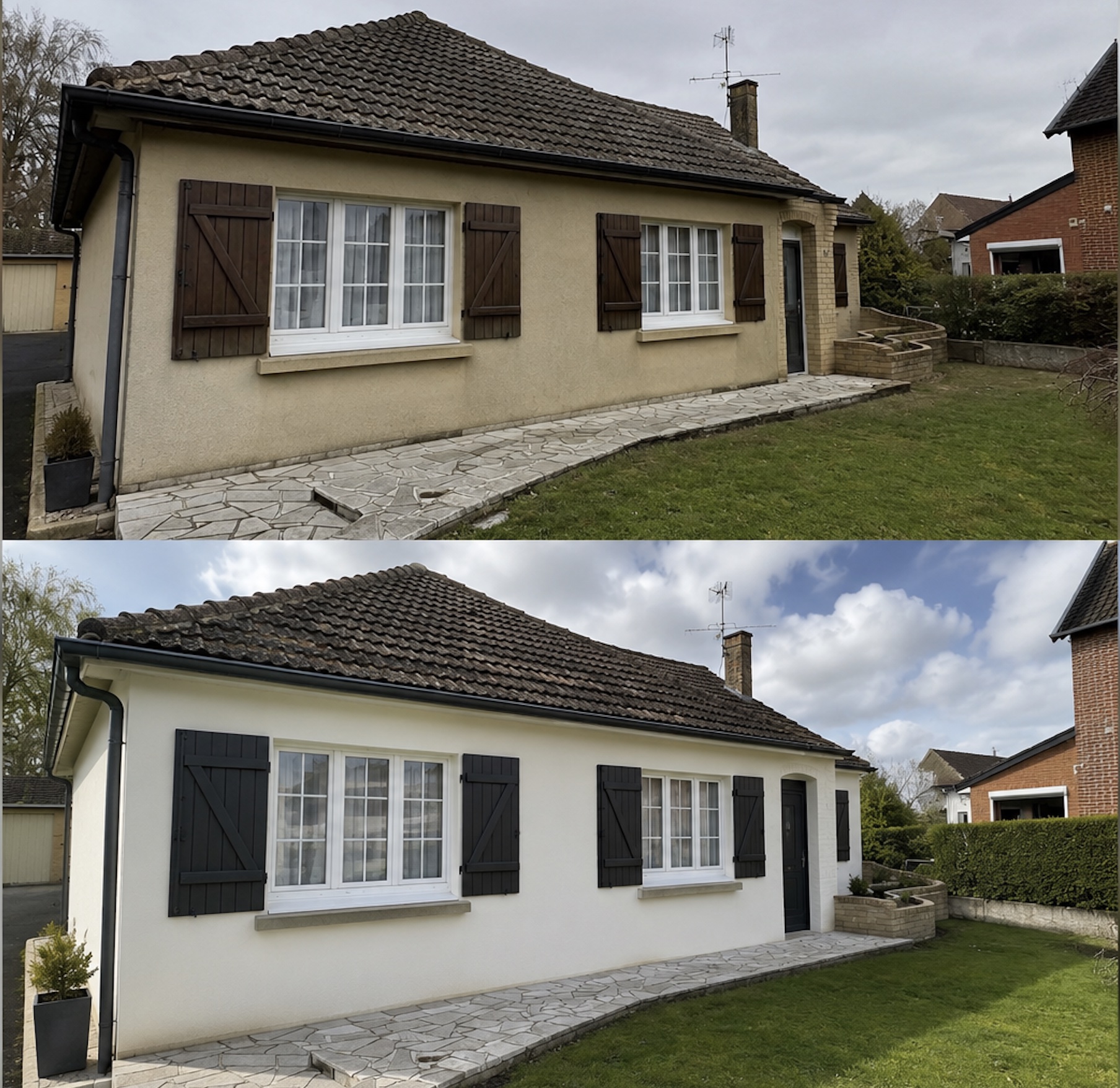 Façade de maison avant et après rénovation par MilleFlow